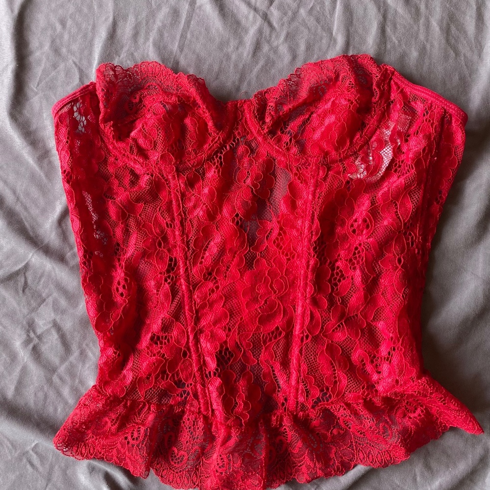 Red lace bustier top